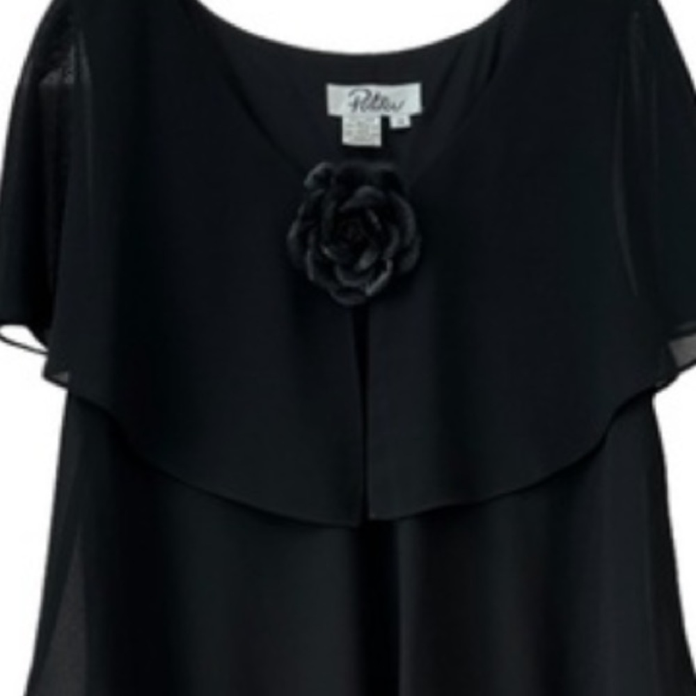 Little Black Cocktail Dress Layered Chiffon Elegant Romantic Flowy Patra Size 14 - Picture 8 of 16